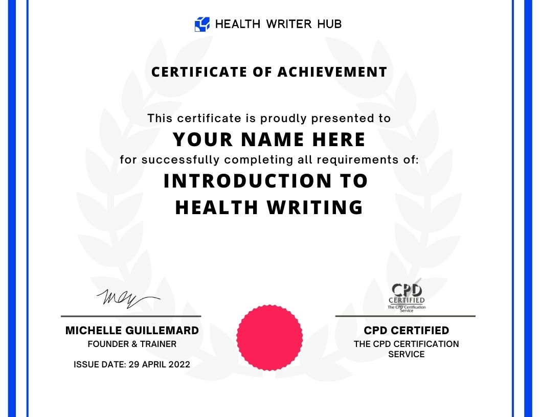 health writing course certificate