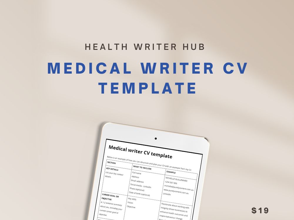 medical writer CV template