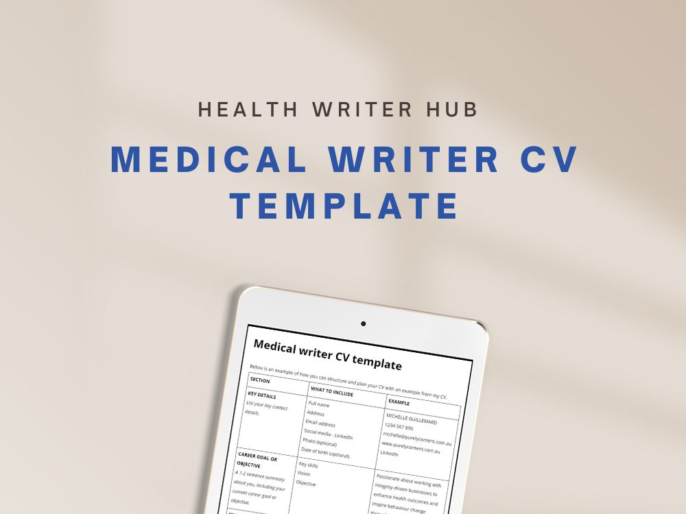 medical writer CV template