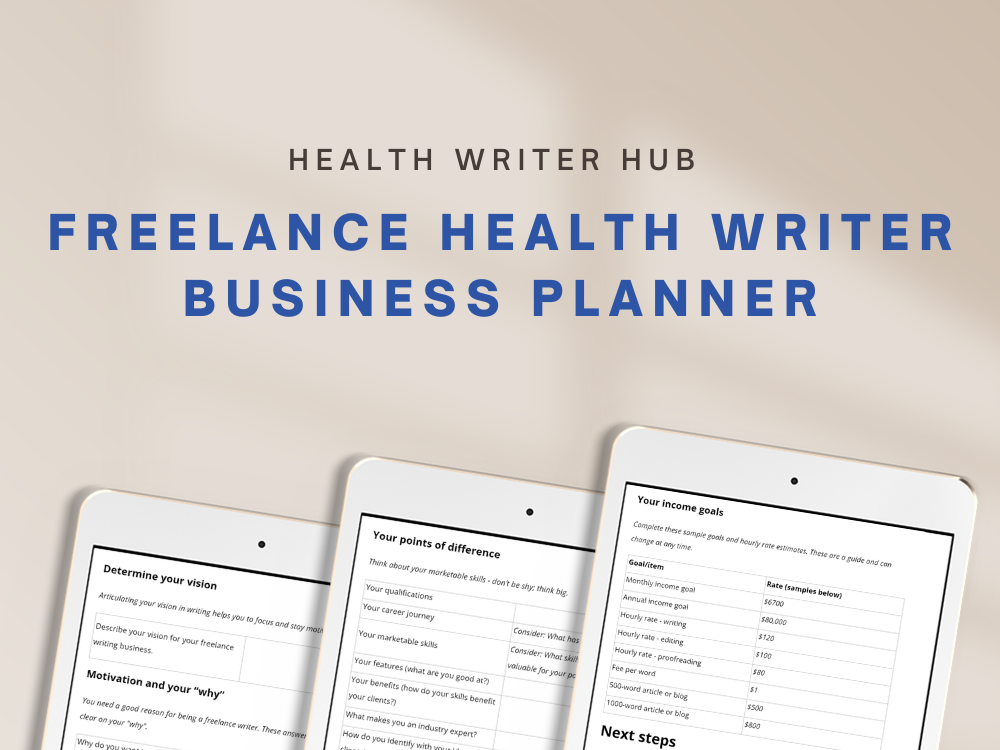 freelance health writing business planner