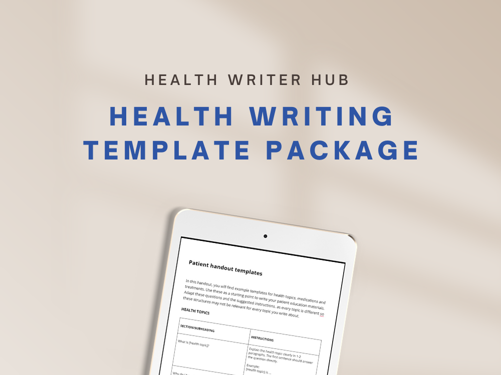 health writing template package